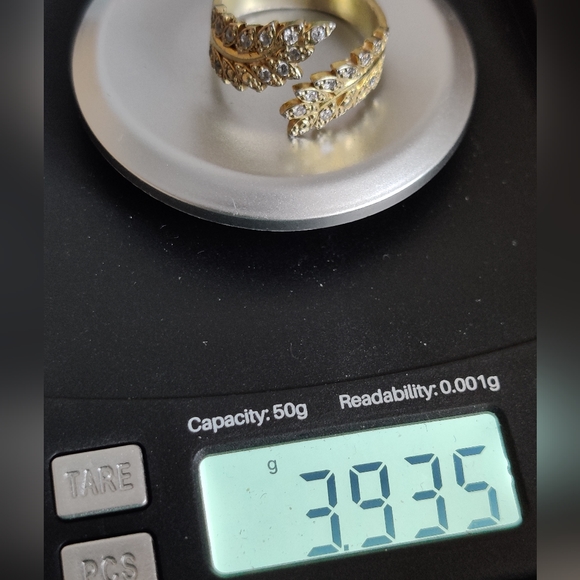 Olive Branch Diamante ring Gold Wash Over Silver Y2K - Picture 16 of 16